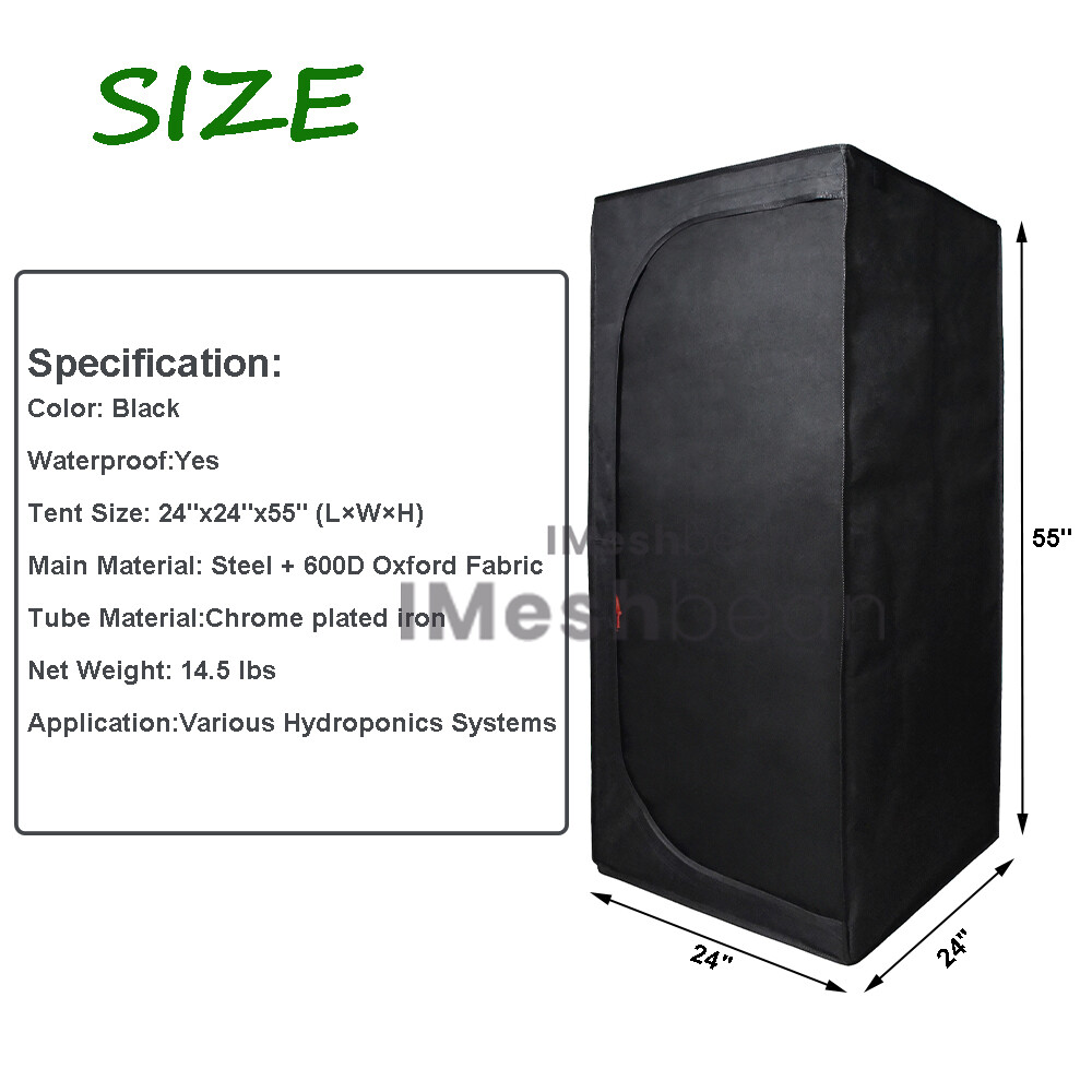 24"x24"x55" Grow Tent Kit w/LED Full Spectrum Grow Light +Ventilation Inline Fan