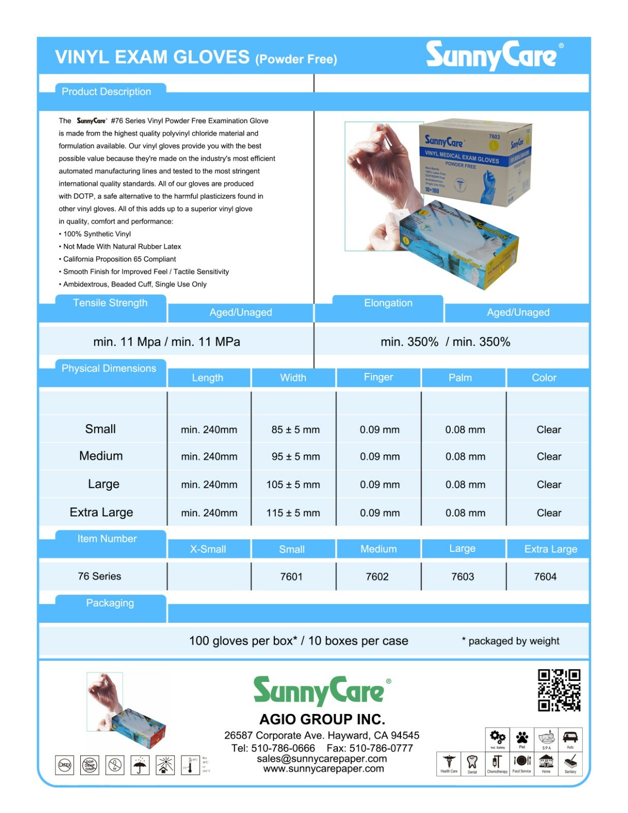 1000Pcs SunnyCare Vinyl Exam Gloves Powder Free (Latex Nitrile Free) 🔥🔥🔥🔥 XL