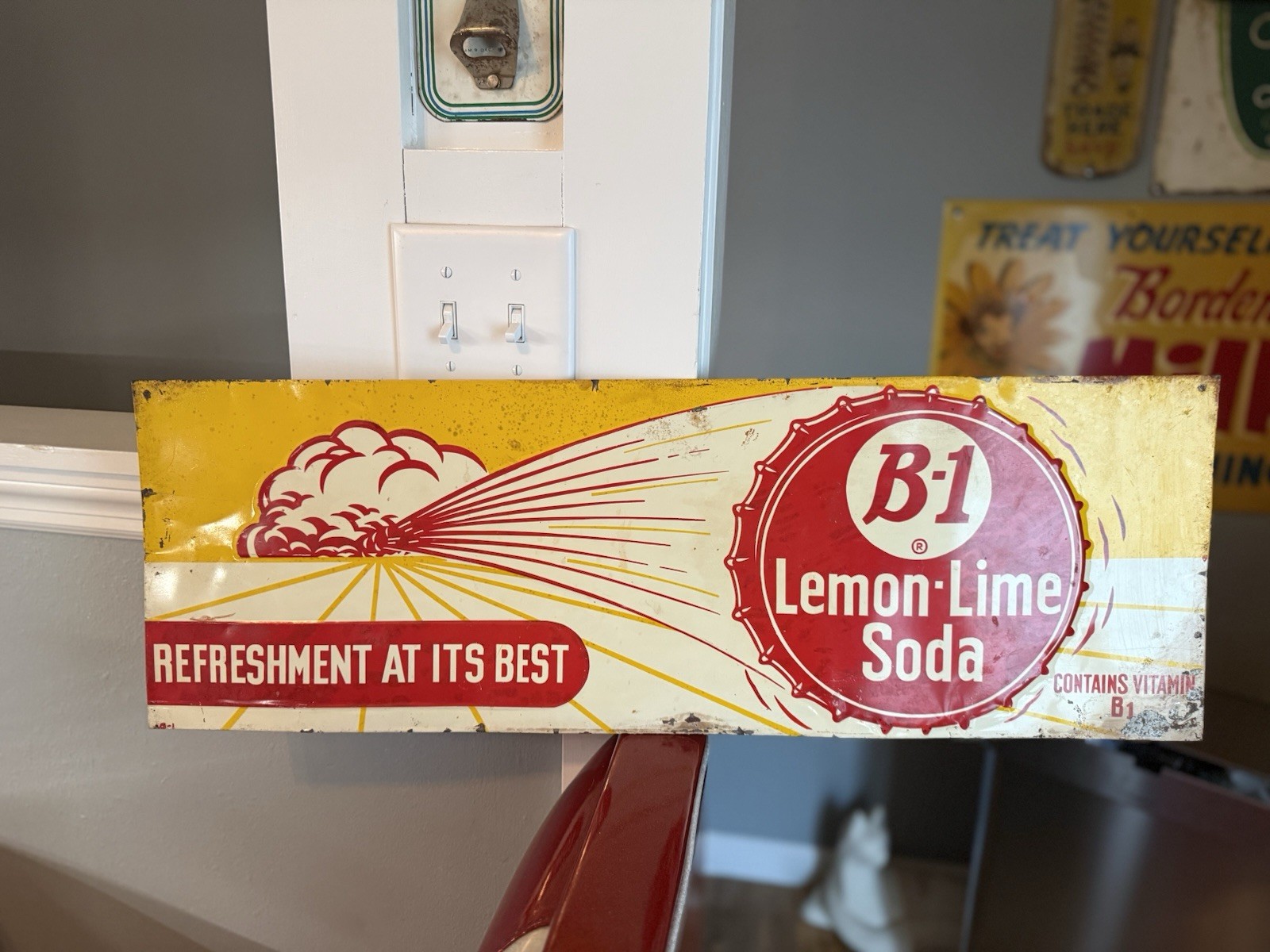 B-1 Lemon Lime Soda Embossed Vintage Advertising Sign