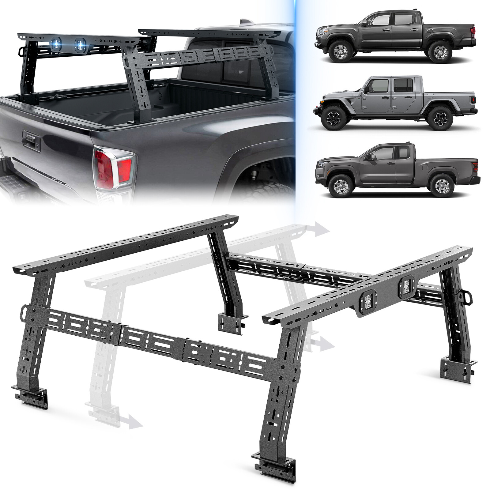 Adjustable 16-24.8" High Truck Bed Racks For 2005-2025 Tacoma,2005-2025 Frontier