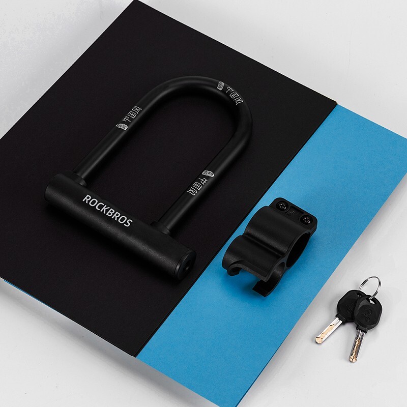 ROCKBROS Bike U Lock Anti Theft with 4 ft Cable Anti Theft with Keys & Bracket