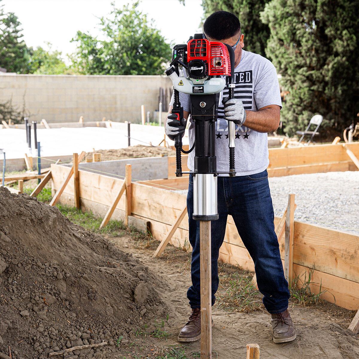 XtremepowerUS 52cc Gas-Powered Fence T-Post Driver Engine Gasoline Pile EPA CARB