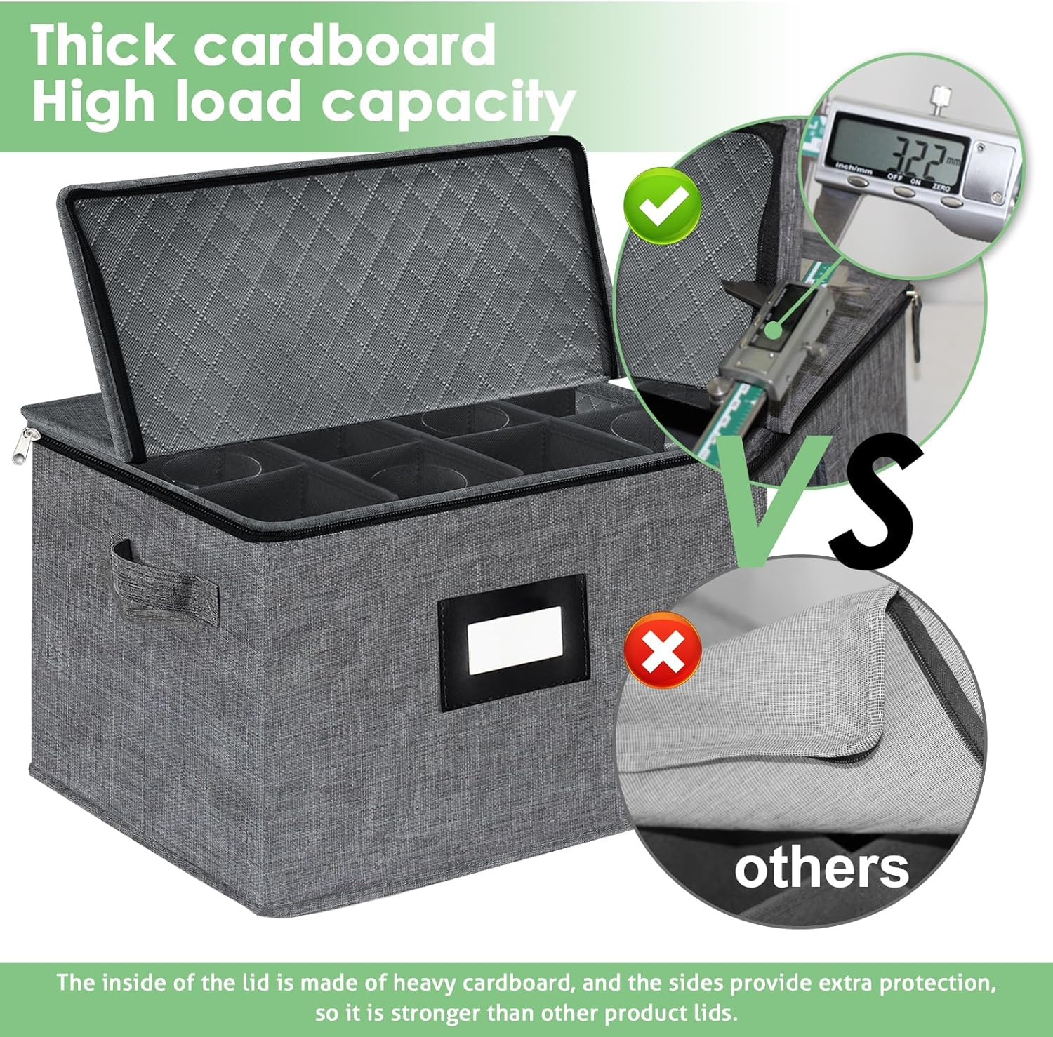 Wine Glass Sorage Box, Stemware Storage Cases with dividers, Hard Shell China St