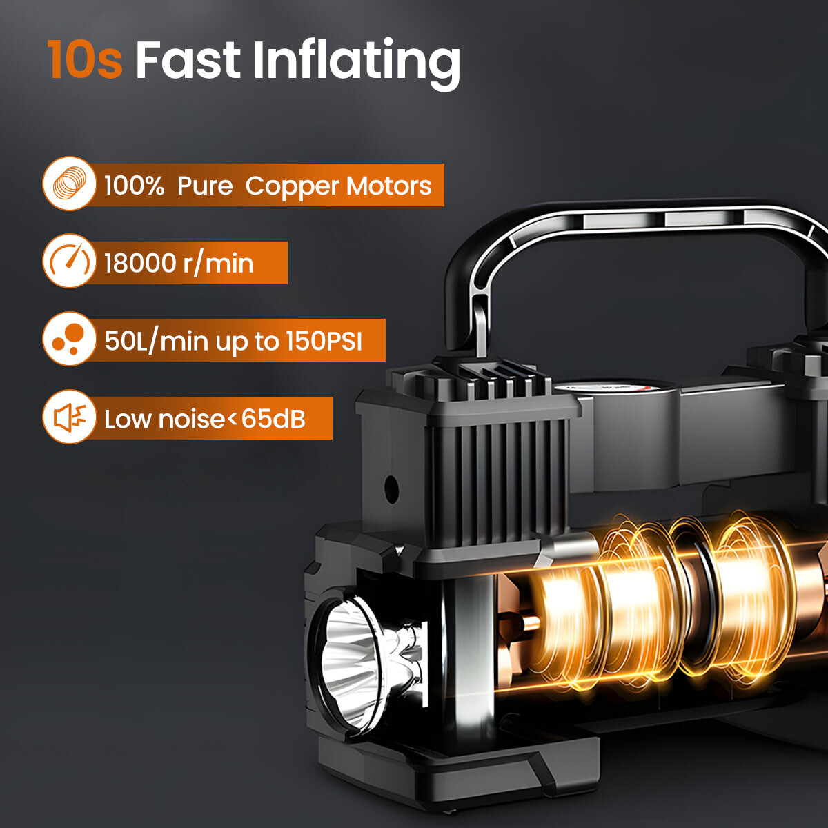 12V Heavy Duty With Portable Air Compressor Car Tire Inflator Electric Pump Auto