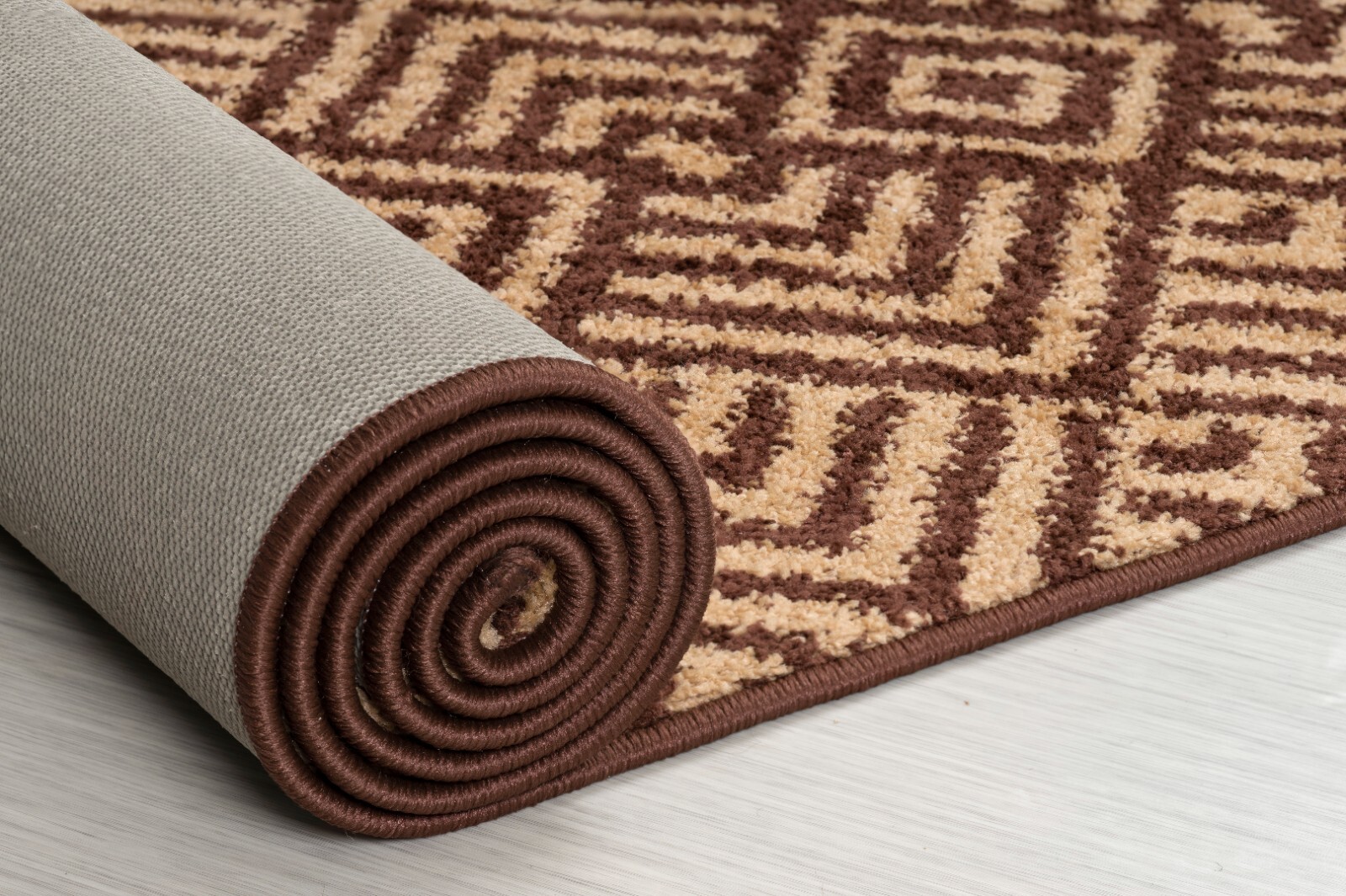 Custom Length Stair Hallway Runner Rug Non Slip Backing, Chevron Brown