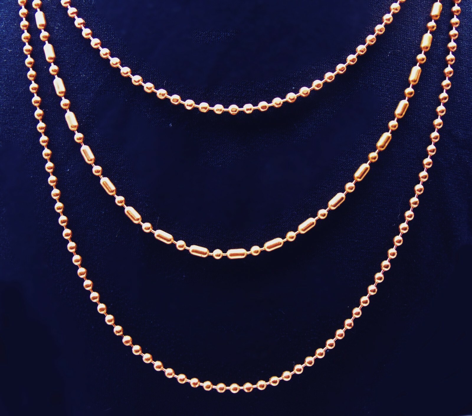3 Solid COPPER Ball CHAIN 24" Necklaces~3 Styles Chain: Round, Faceted, Ball-Bar