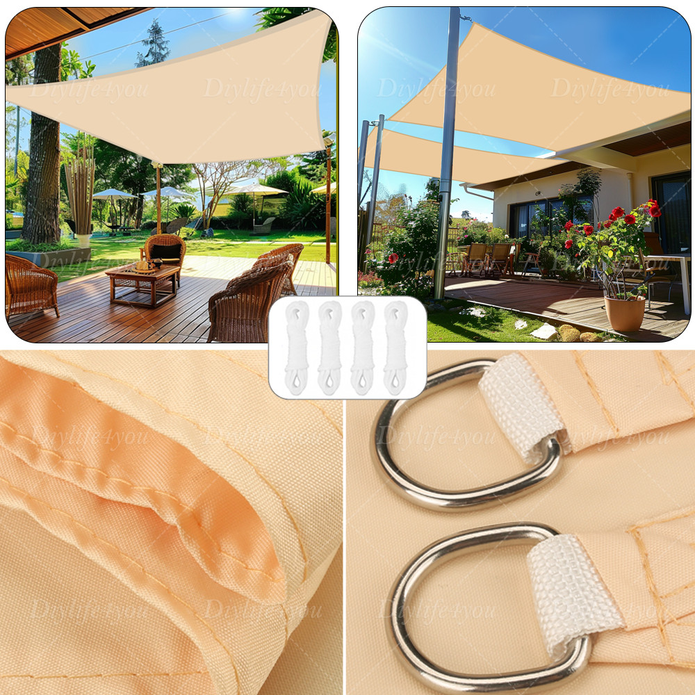Waterproof Shade Sail Patio Awning Outdoor Garden Pool Sun Canopy Shelter Cover