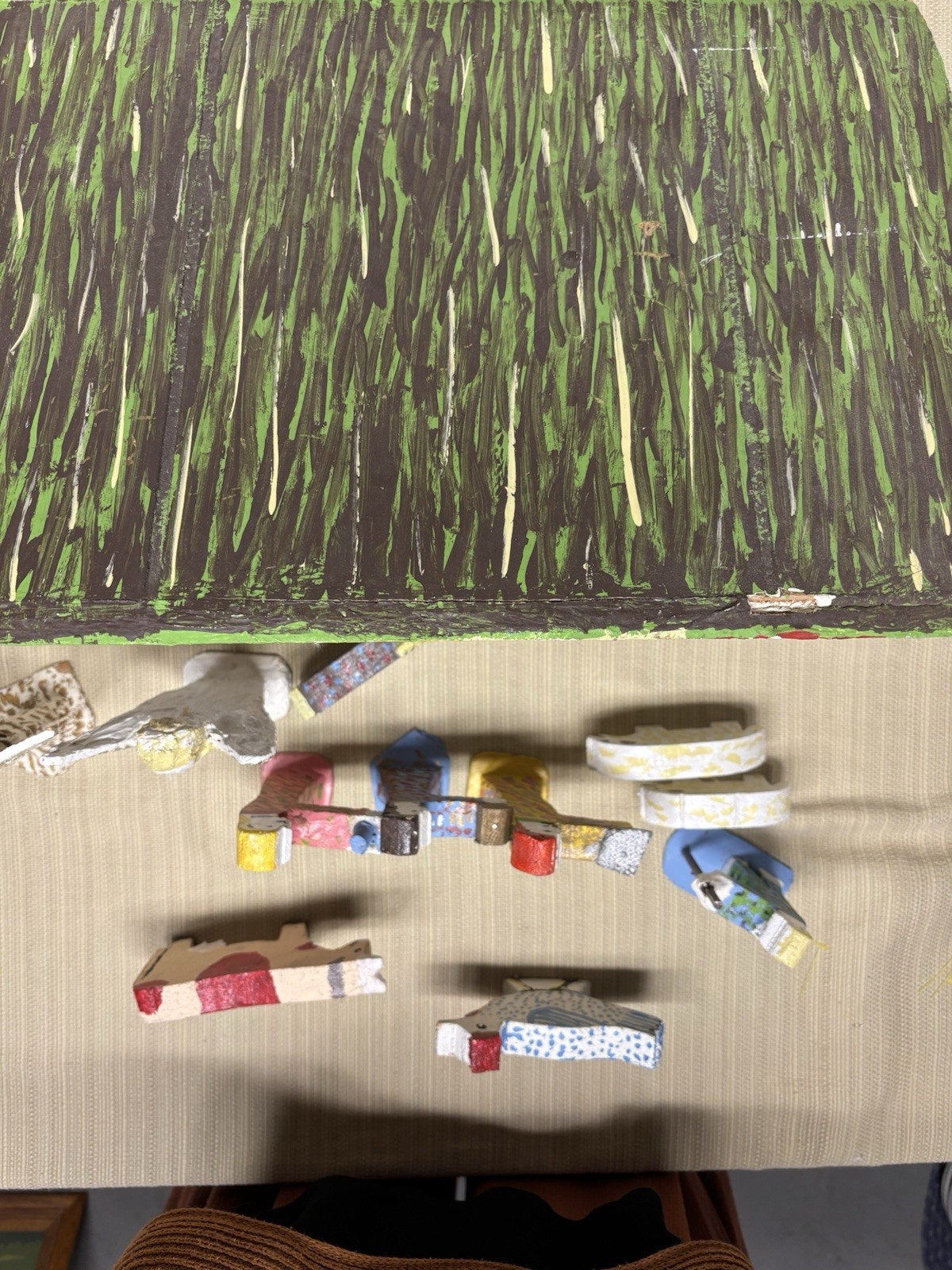 Folk Art William Holzman Tucson AZ Hand Painted Nativity Set Outsider Artist