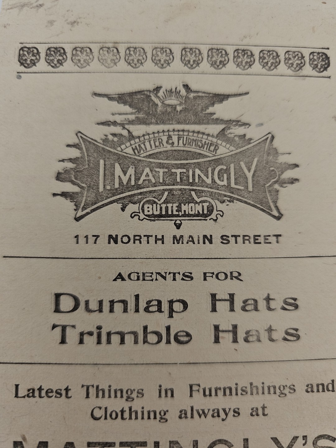 Vtg. 50 Recept Book forDunlap Hat Agency, 1901 Letterhead, Matter & Furmisher