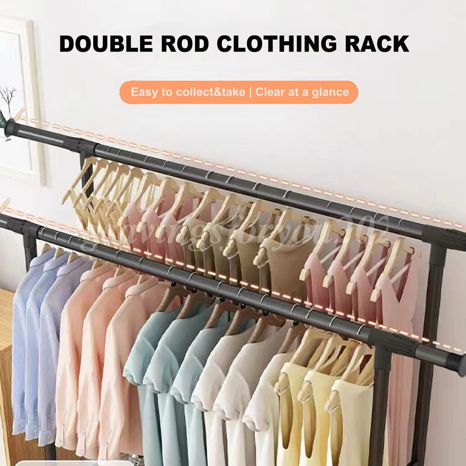 Heavy Duty Commercial Clothing Garment Rack Rolling Collapsible Chrome US