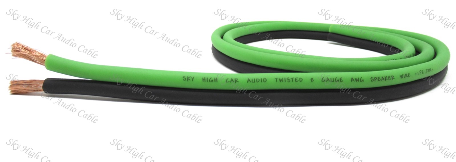 25 ft TRUE 8 Gauge AWG GR/BK Sky High Car Audio Speaker Wire Car Home Audio