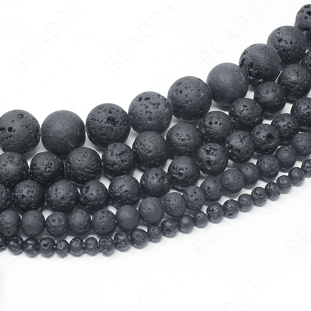 Natural Lava Stone Volcano Beads Round 4mm 6mm 8mm 10mm 12mm 14mm 15.5" Strand