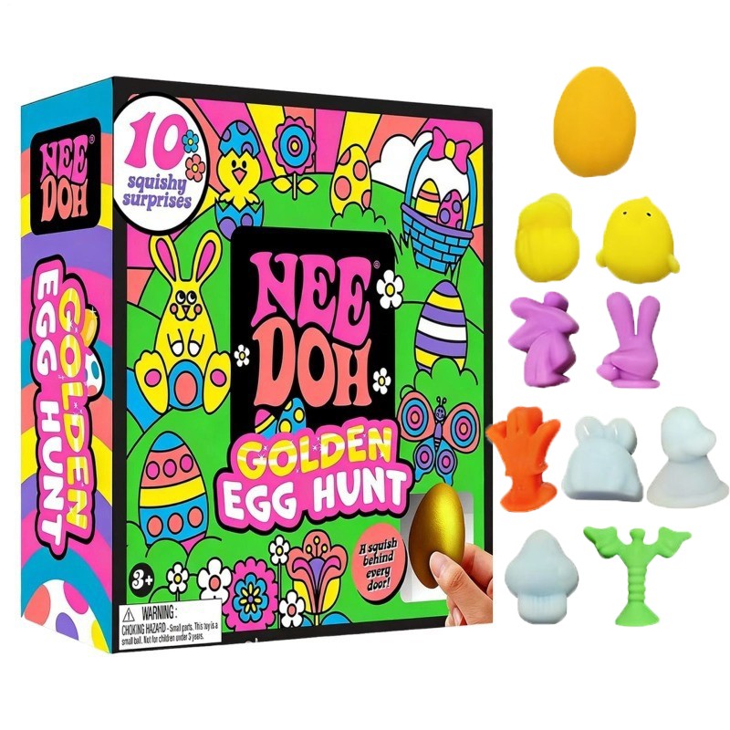 2026 NeeDoh Easter Golden Egg Hunt Mystery 10 Squishy Surprises Collectible Gift