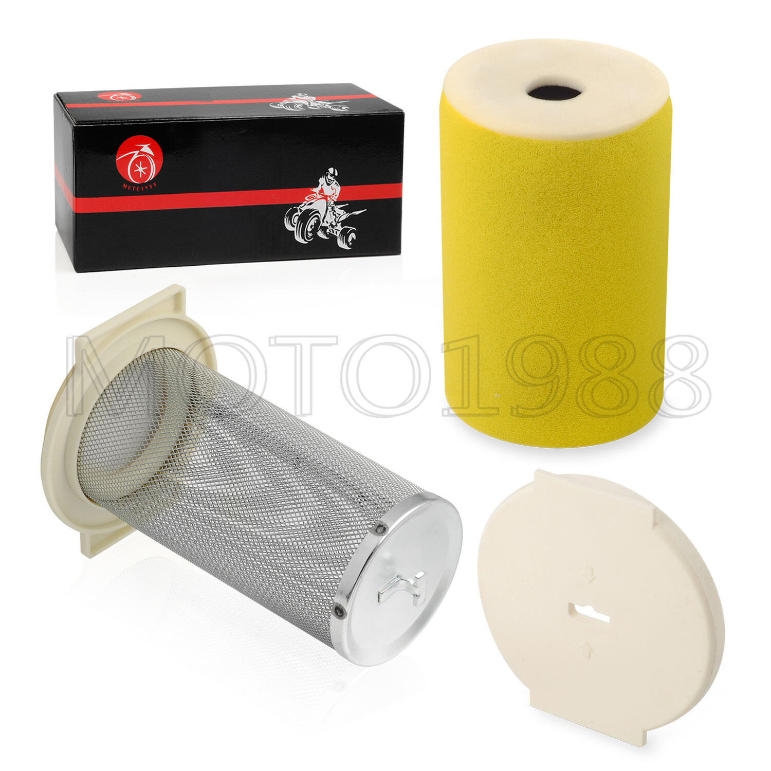 Air Filter & Guide & END CAP For Yamaha Moto-4 350 YFM350 YFM350ER 1987 - 1995
