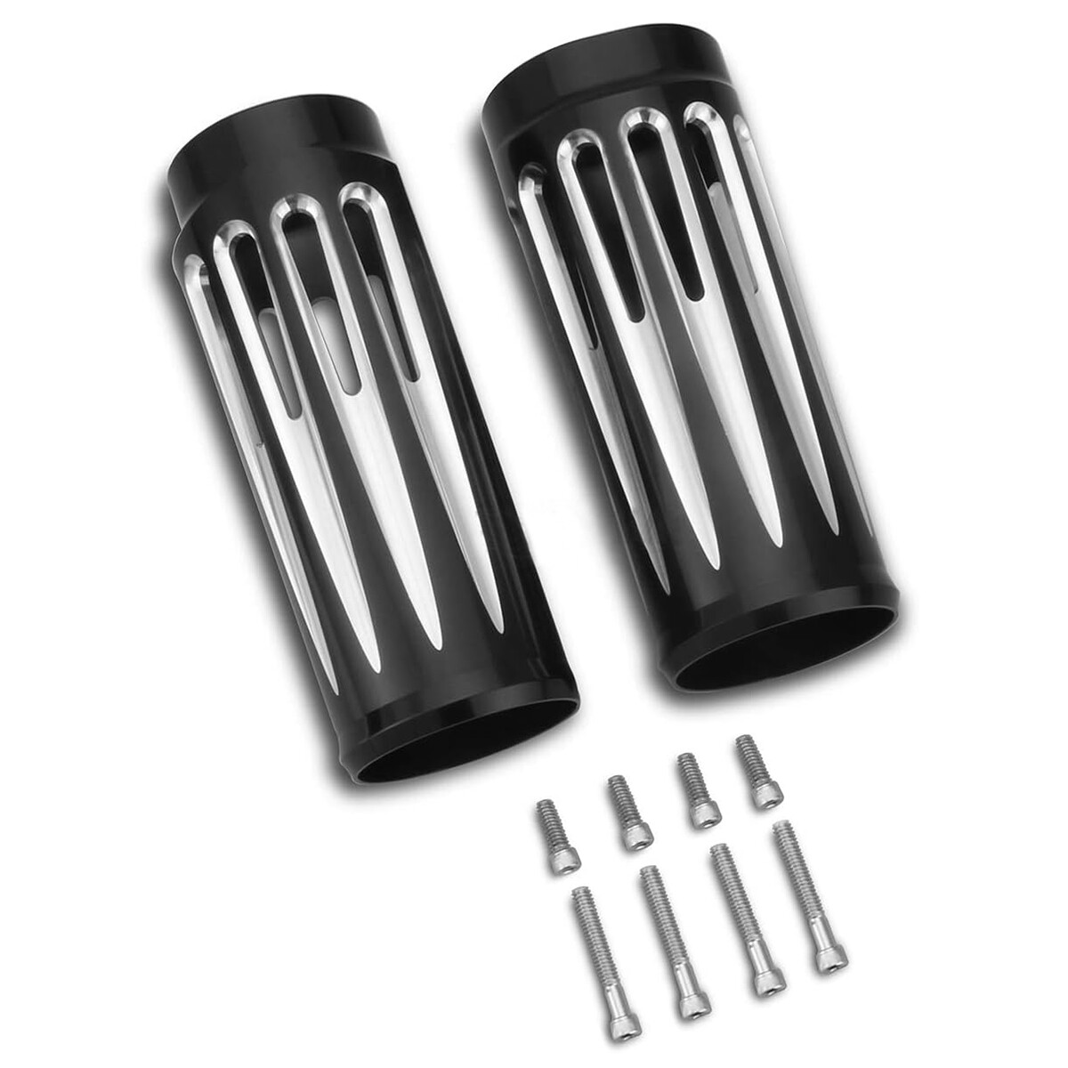 2" Extend Aluminum CNC Cut Black Fork Boots Cover For Harley Touring Road King