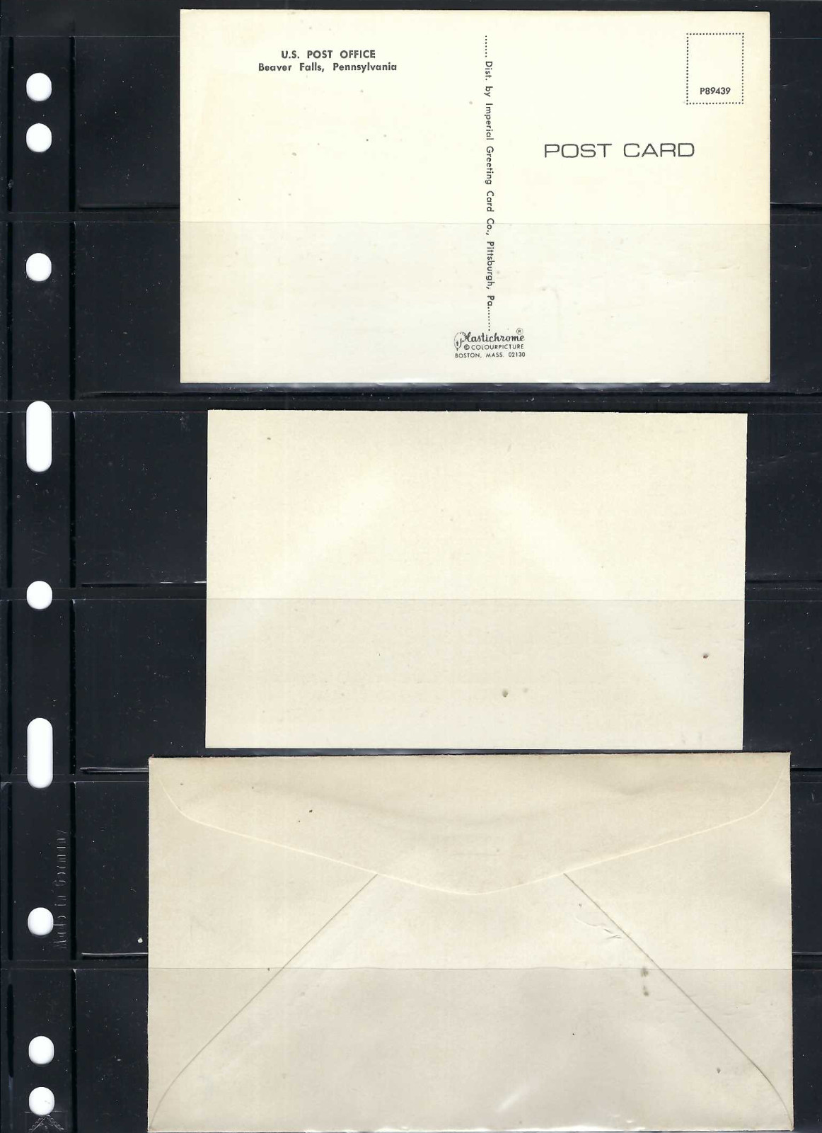 BEAVER FALLS, PA 'POST OFFICE'- POST CARD.- BUSINESS PENNSYLVANIA- COVER