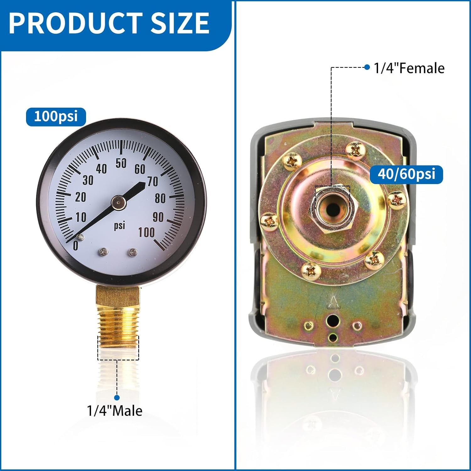 1 X 11 Well Pressure Tank Tee Kit For Water Well 40/60psi Pressure Switch Brass