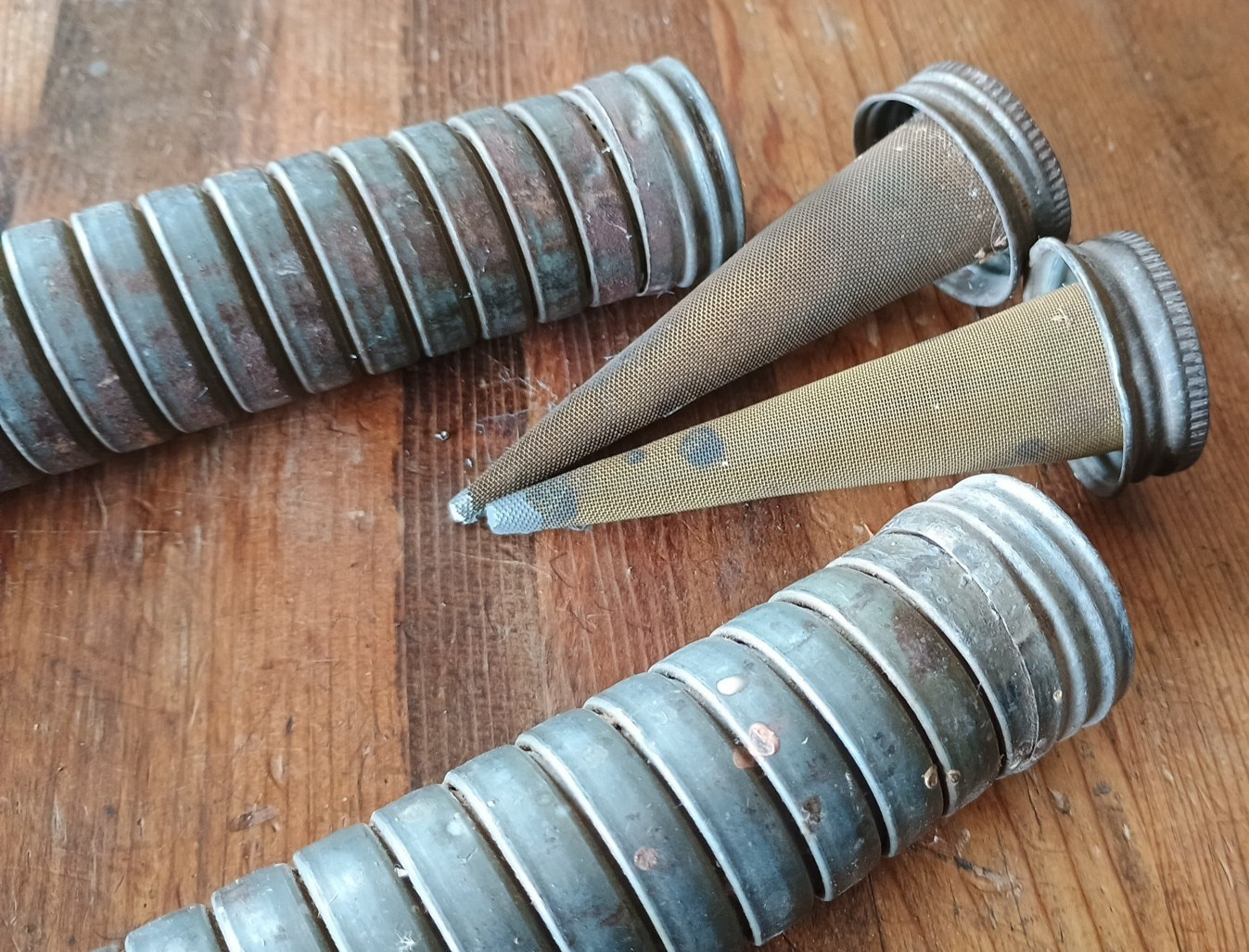 Lot of 2 Vintage Jerry Gas Can Flex Nozzle Spout w/ Screen Cap US Military Clamp