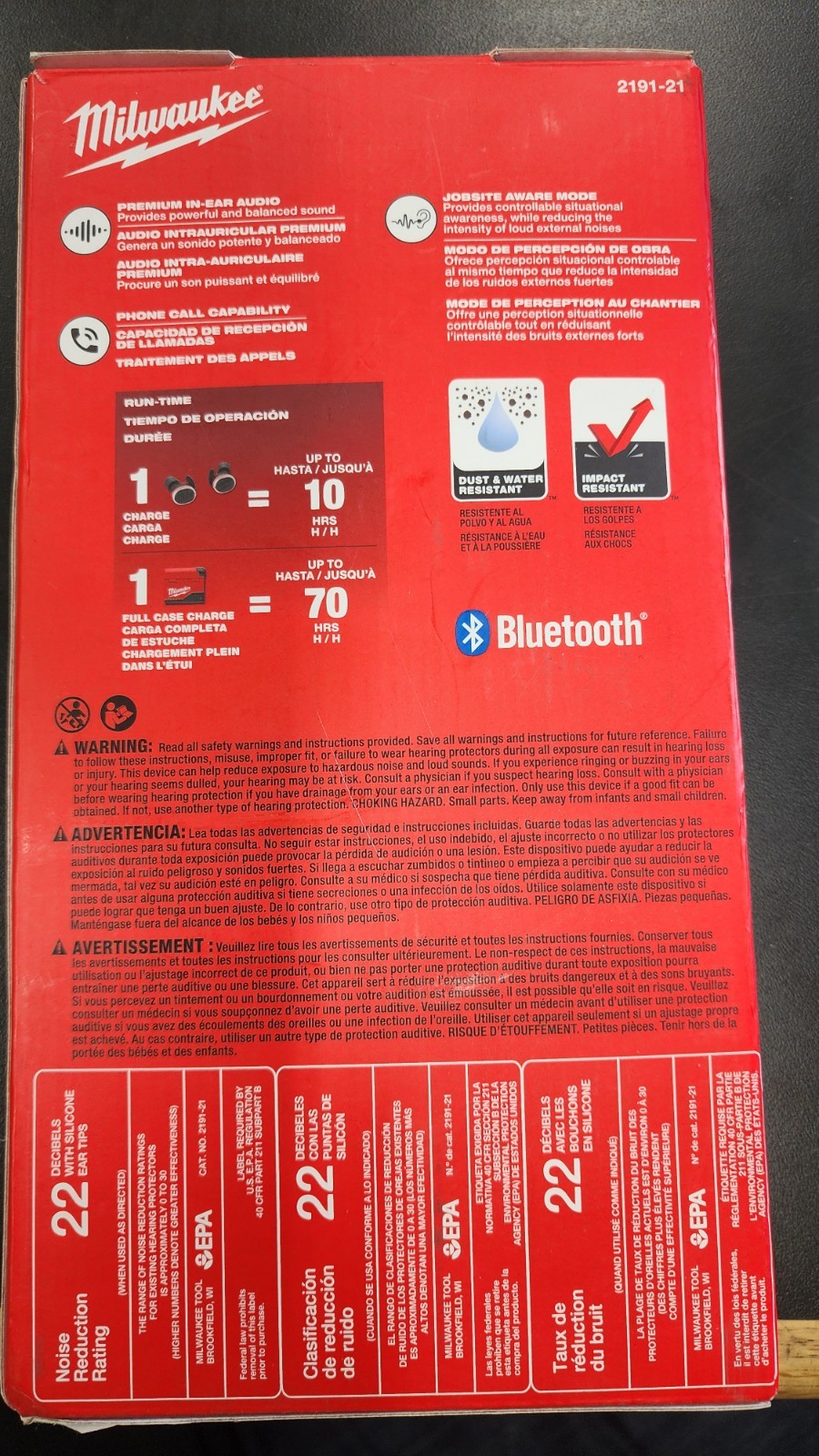 MILWAUKEE USB BLUETOOTH JOBSITE EARBUDS 2191-20 Lightly Used