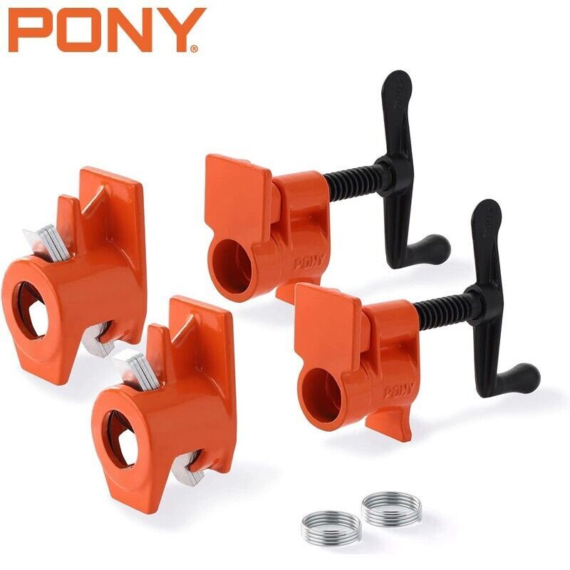 PONY 2-Pack 3/4 Inch Pipe Clamp Set 52 Wood Gluing Professional Steel Pipe Clamp