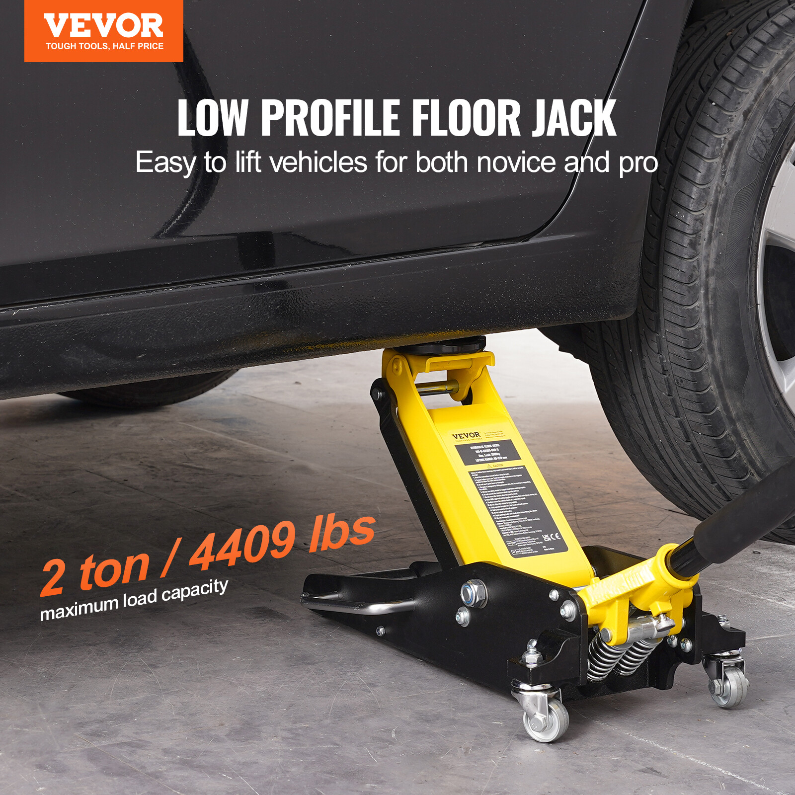 VEVOR Low Profile Floor Jack 2 Ton Aluminum Steel Car Floor Jack Dual Piston