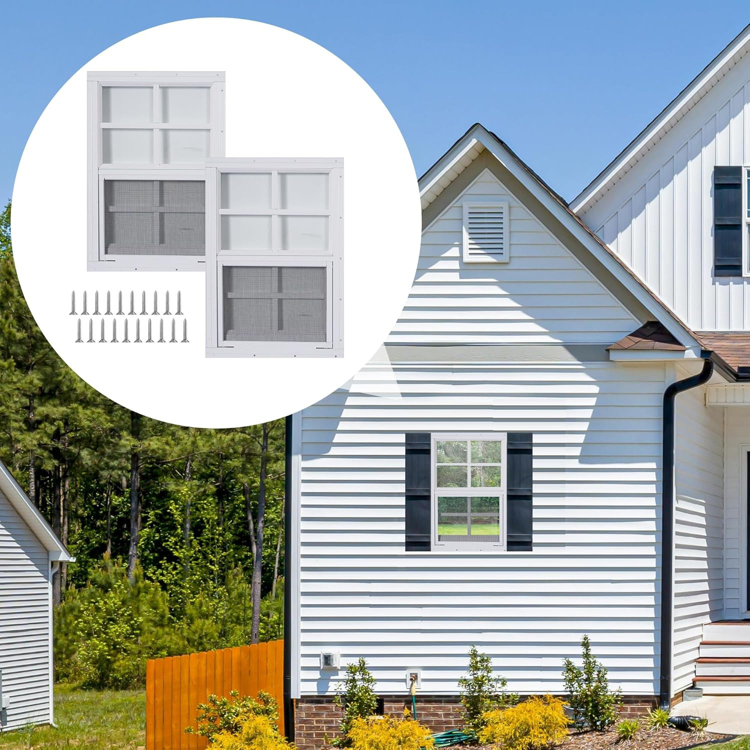 2 Pack Shed Windows, 14'' X 21'' Household Windows with Tempered Glass and Fiber