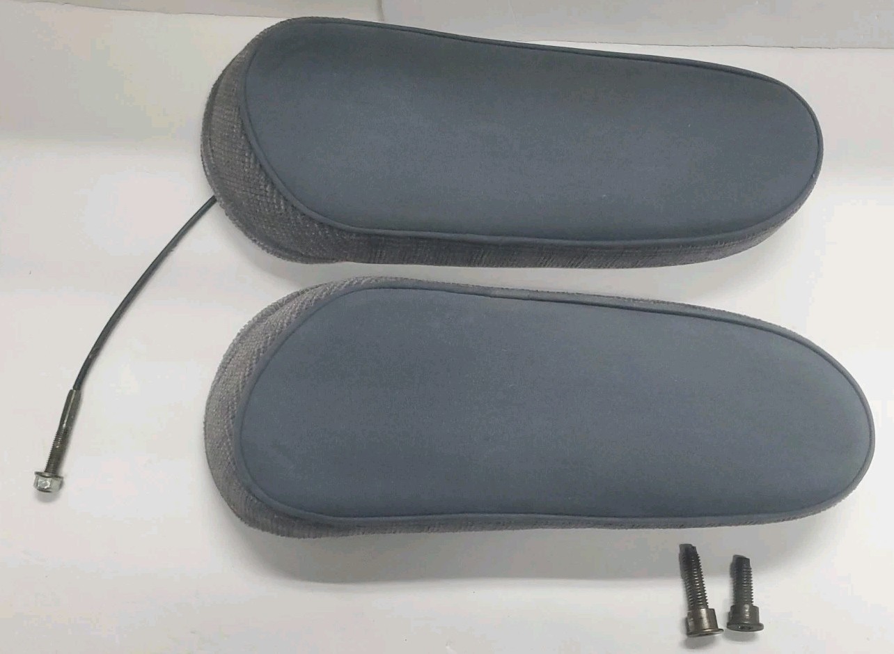 87-91 Ford F150 250 Bronco Bucket Seat Captain Chair Arm Rest Set Blue Cloth OEM
