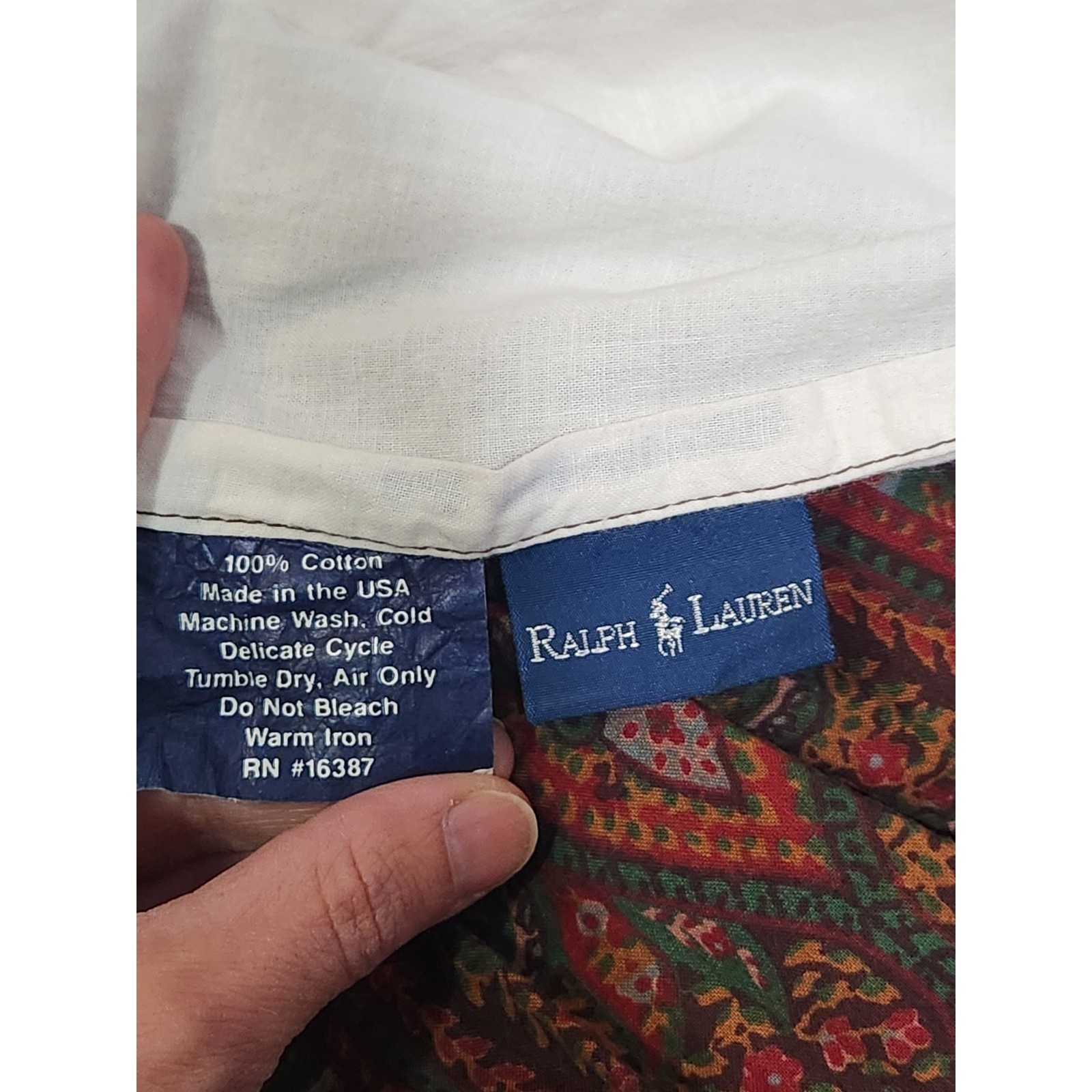 Ralph Lauren Cardiff Paisley Full Bedskirt Dust Ruffle 13" Drop Red, Green