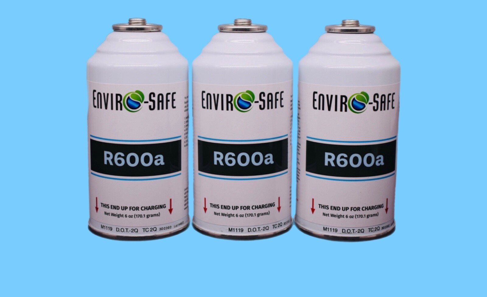 Enviro-Safe R600a Refrigerant | 3 cans w/ Inverted Piercing | 6 oz cans