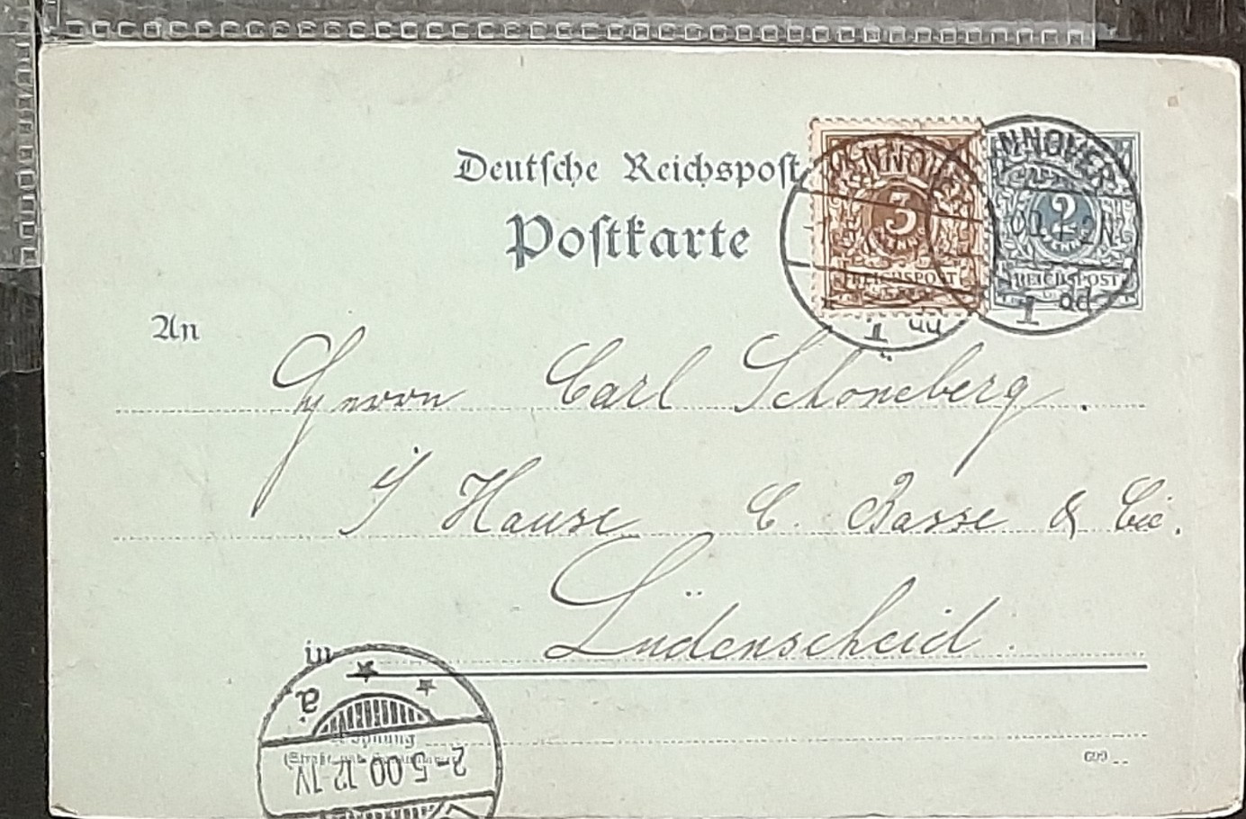 y(GER-867) GERMANY 1900 REICHPOST 2pf postal postcard used (3) different cards