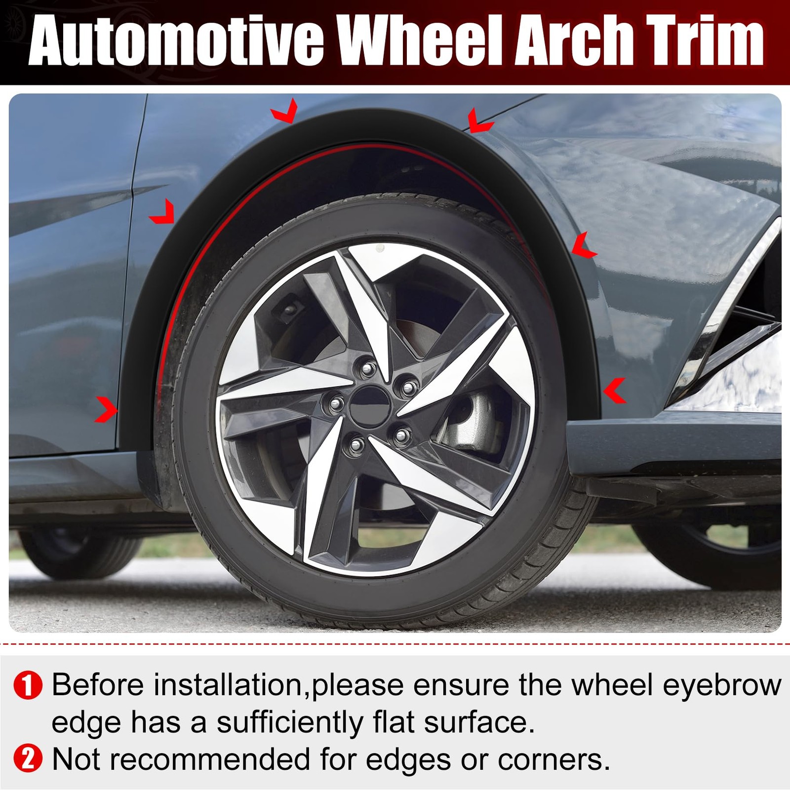 20FT Car Wheel Arch Trim Rubber Fender Flares Protector for SUVs & Trucks