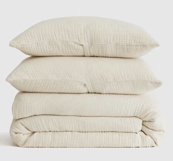 Quince King Cal Duvet Set 2 Shams Airy Gauze Undyed Organic Cotton