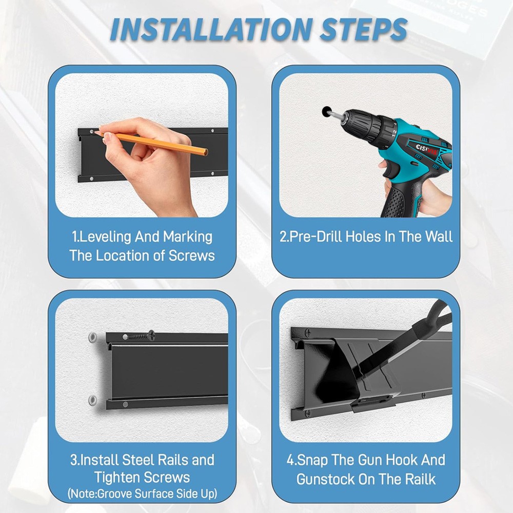 CISIVIS Gun Rack 6-Slot Indoor Metal Gun Rack Wall Mount Vertical Rifle Rack