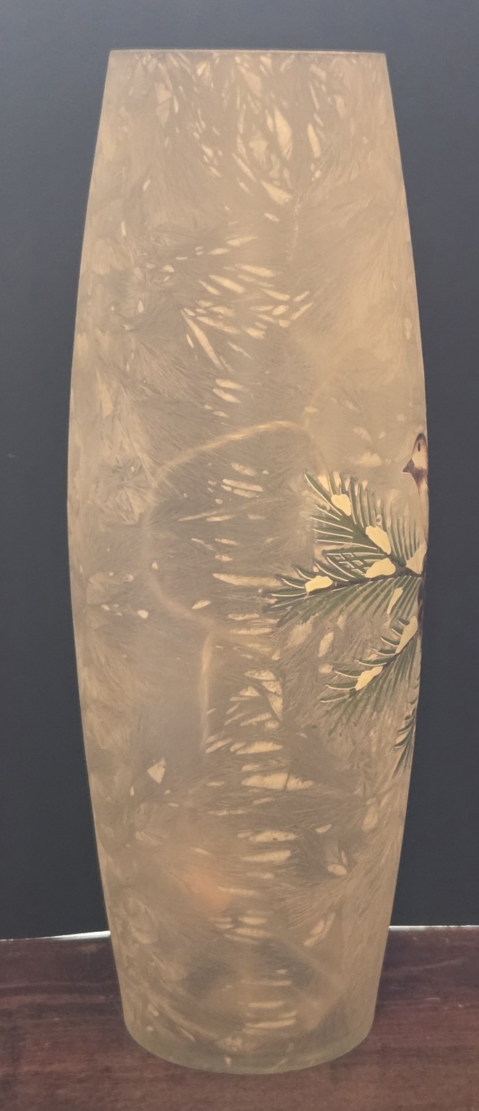 Gantz 11" Bird Frosted Glass Hurricane Lamp or Vase Fairy Lights Included