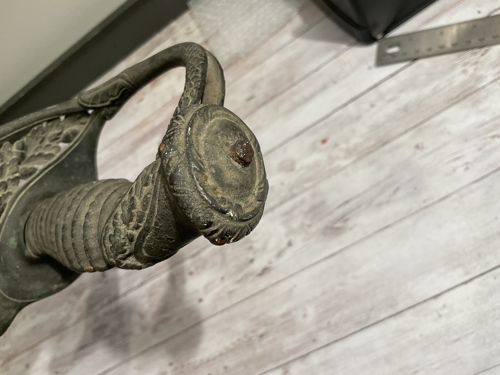 ORIGINAL CIVIL WAR BARN FIND CUSTOM USN OFFICER SWORD NAMED WITH METAL GRIP