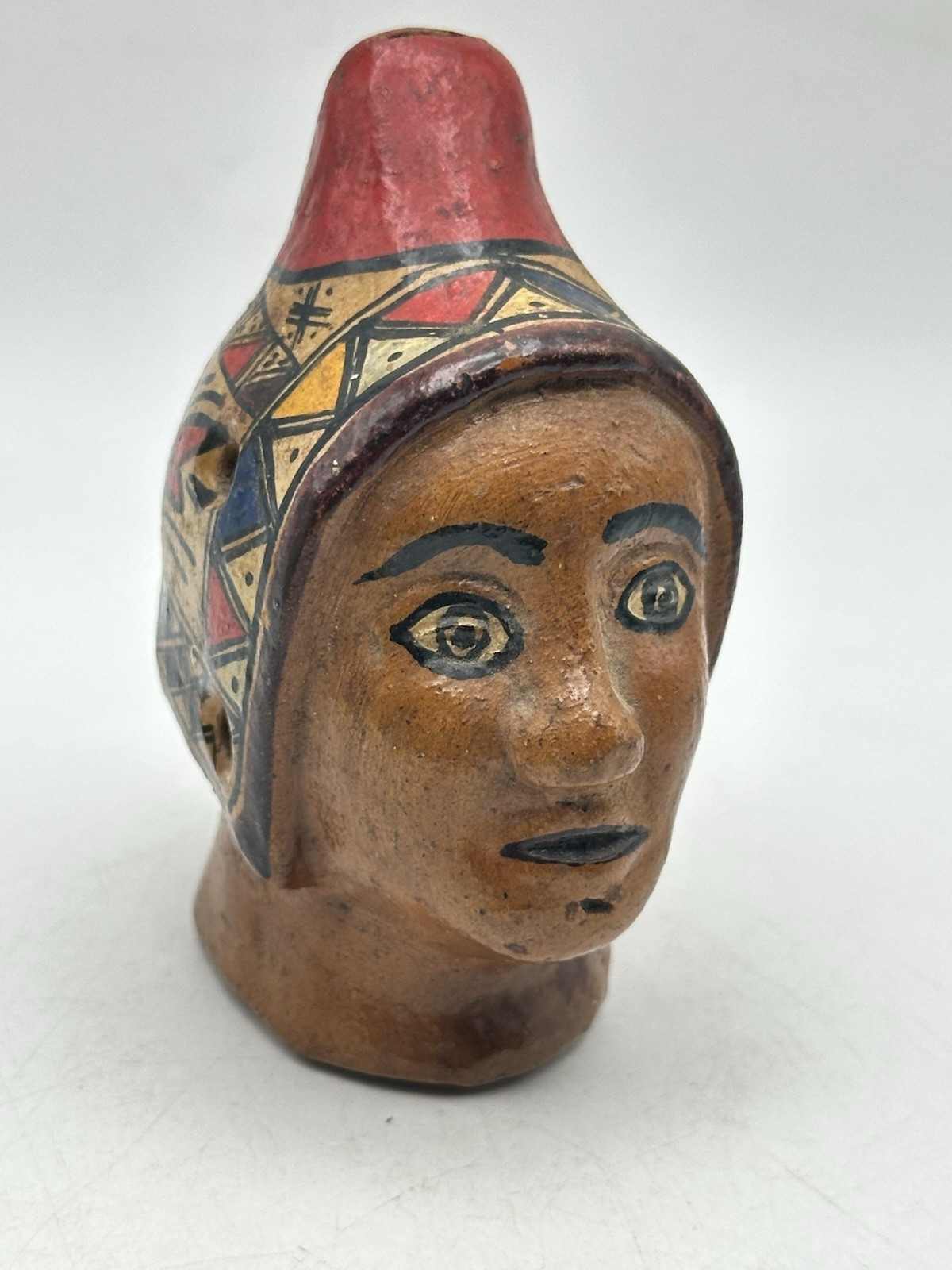 Peruvian Flute Whistle Pendant Musical Instrument Head Design Hand Made