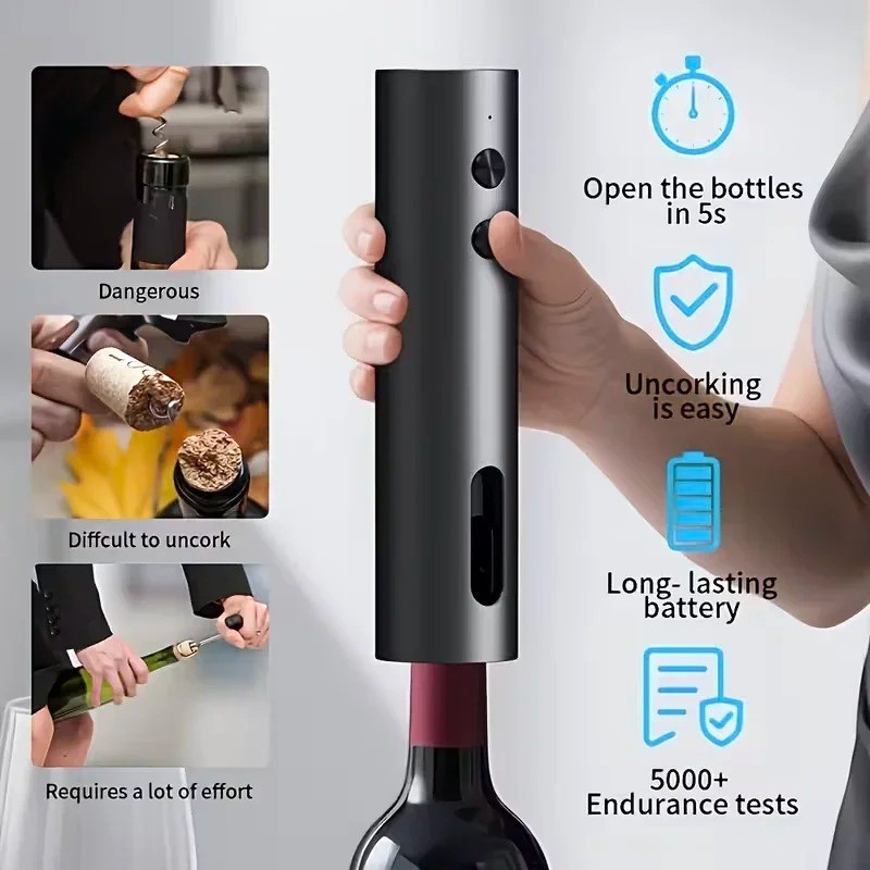 Electric Wine Bottle Opener Set Rechargeable Automatic w/ Charging Base Gift