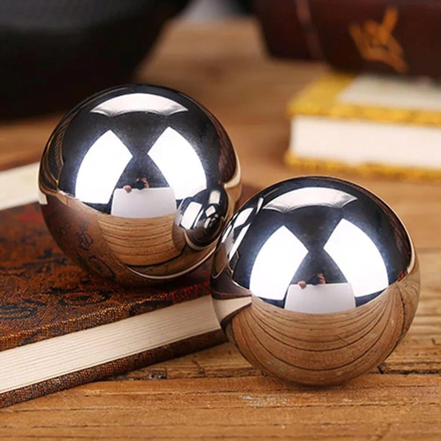 Stainless Steel Baoding Balls Set,1.57 Inches Chinese Health Balls, Metal Stress