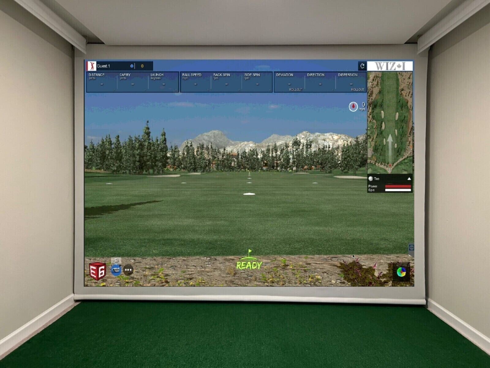 105"W 120"H Motorized Remote Golf Simulator Impact Retractable Screen Pro W pad
