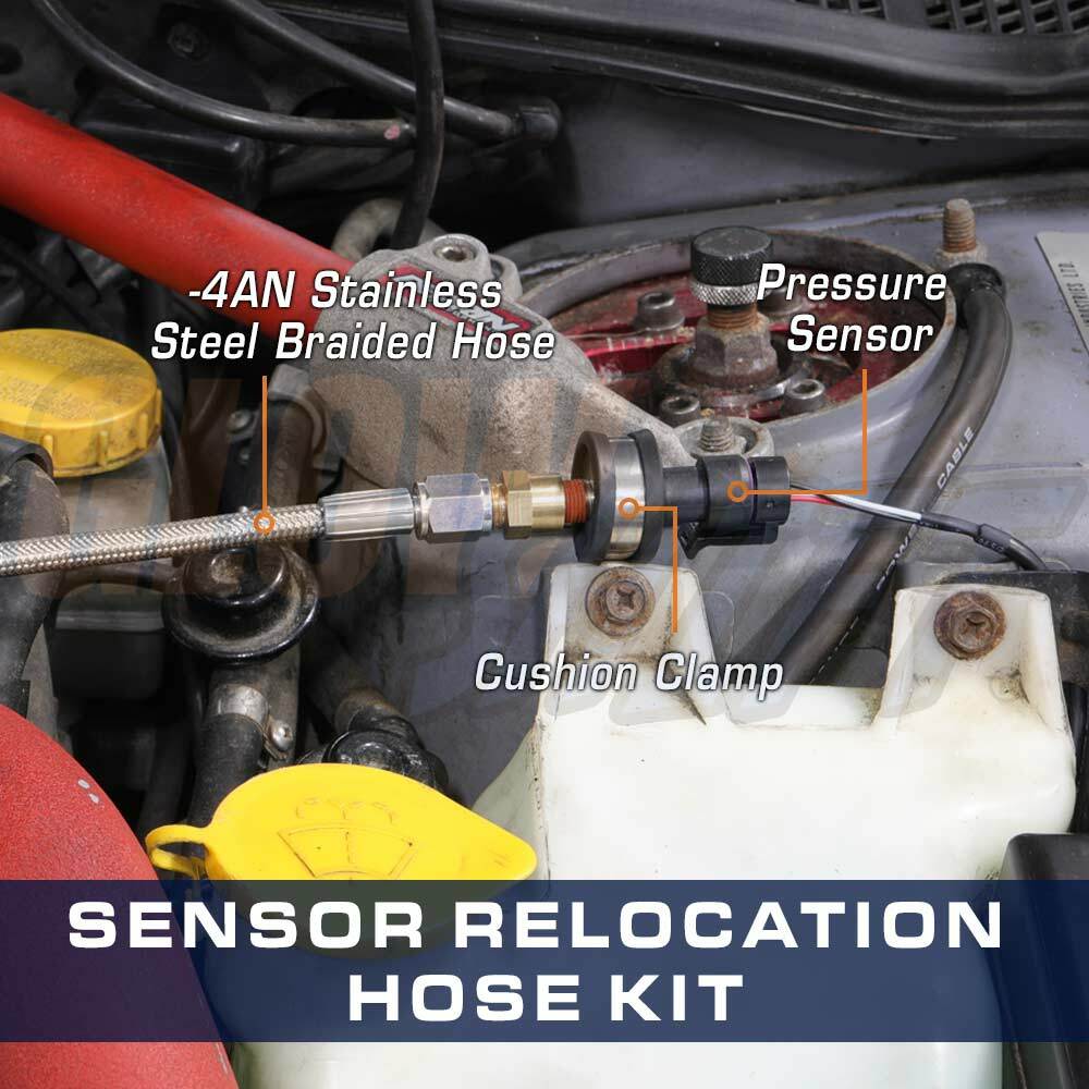 GlowShift - 1/8-27 NPT Sensor Sender Remote Relocation Hose Kit Stainless Steel