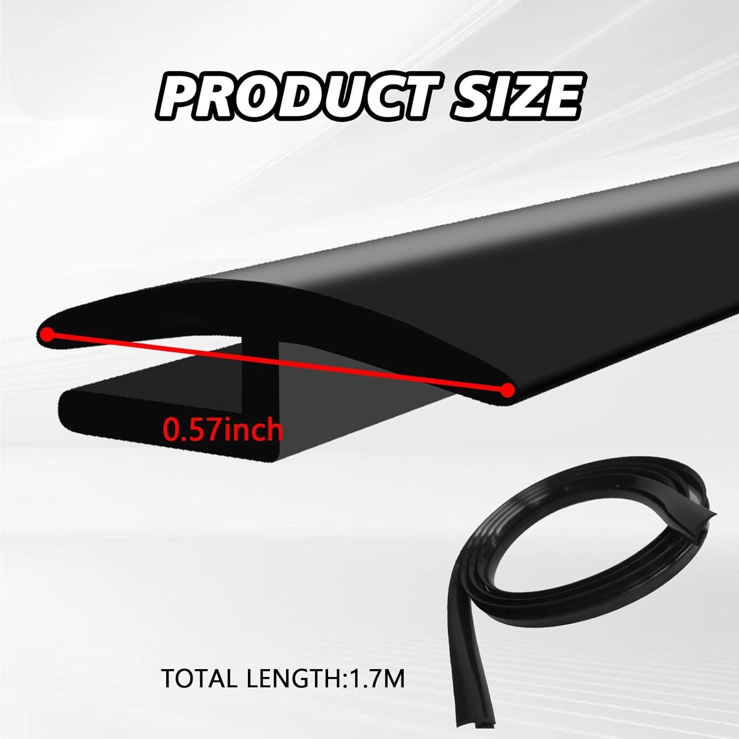 Windshield Cowl Rubber Seal Strip 1.7M/5.6Ft Car Front and Rear Weatherstrip...