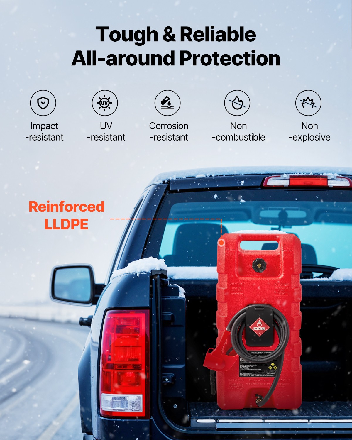 VEVOR Fuel Caddy 15 Gallon Portable Fuel Tank with Gravity & Hand Pump Modes