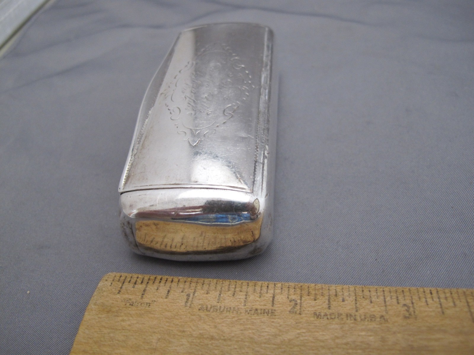 19th C AUSTRIAN Silver SNUFF BOX w/MISSOURI ENGRAVING-Dr Barlow Pills ST JOSEPH