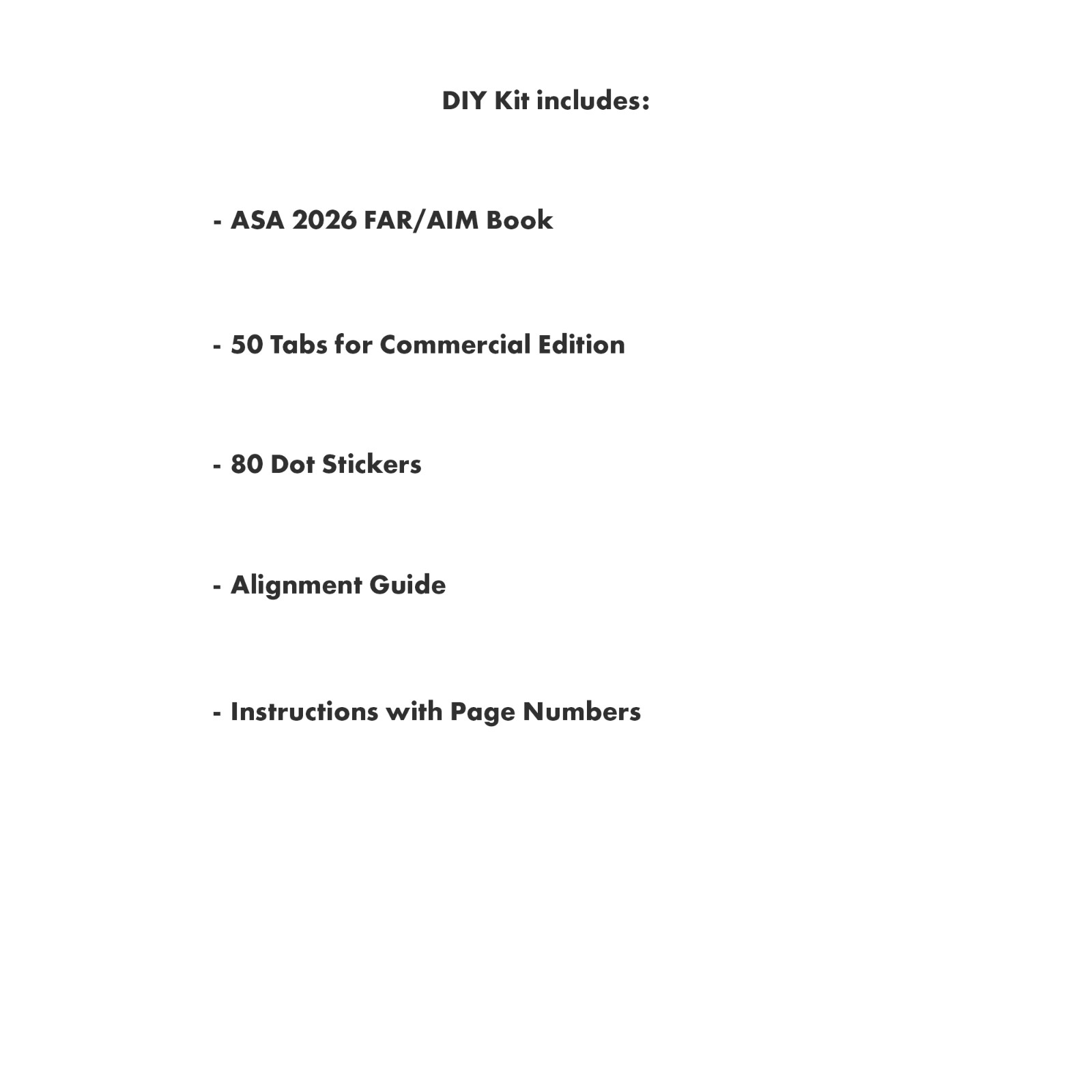 DIY KIT ASA 2026 FAR/AIM Book + 50 Tabs for Commercial Rating