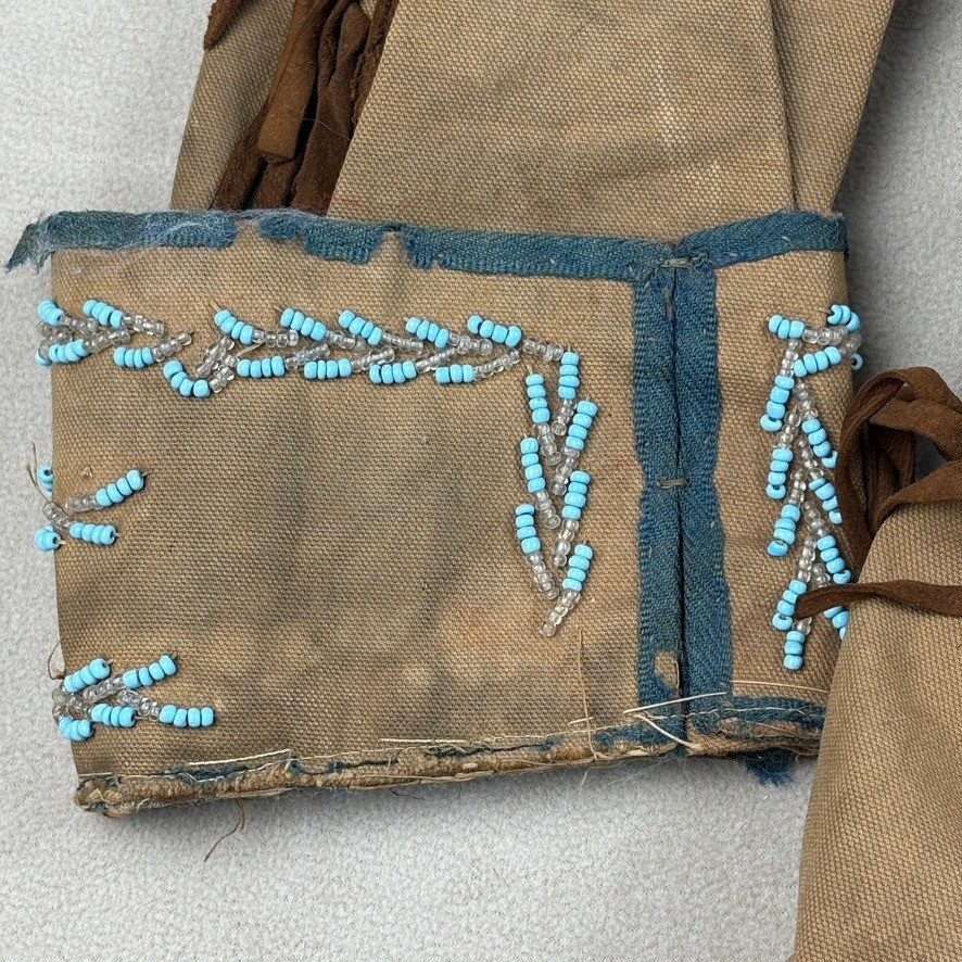 Antique Native American Canvas Beaded Ceremonial Fringe Jacket Coat Metis Cree