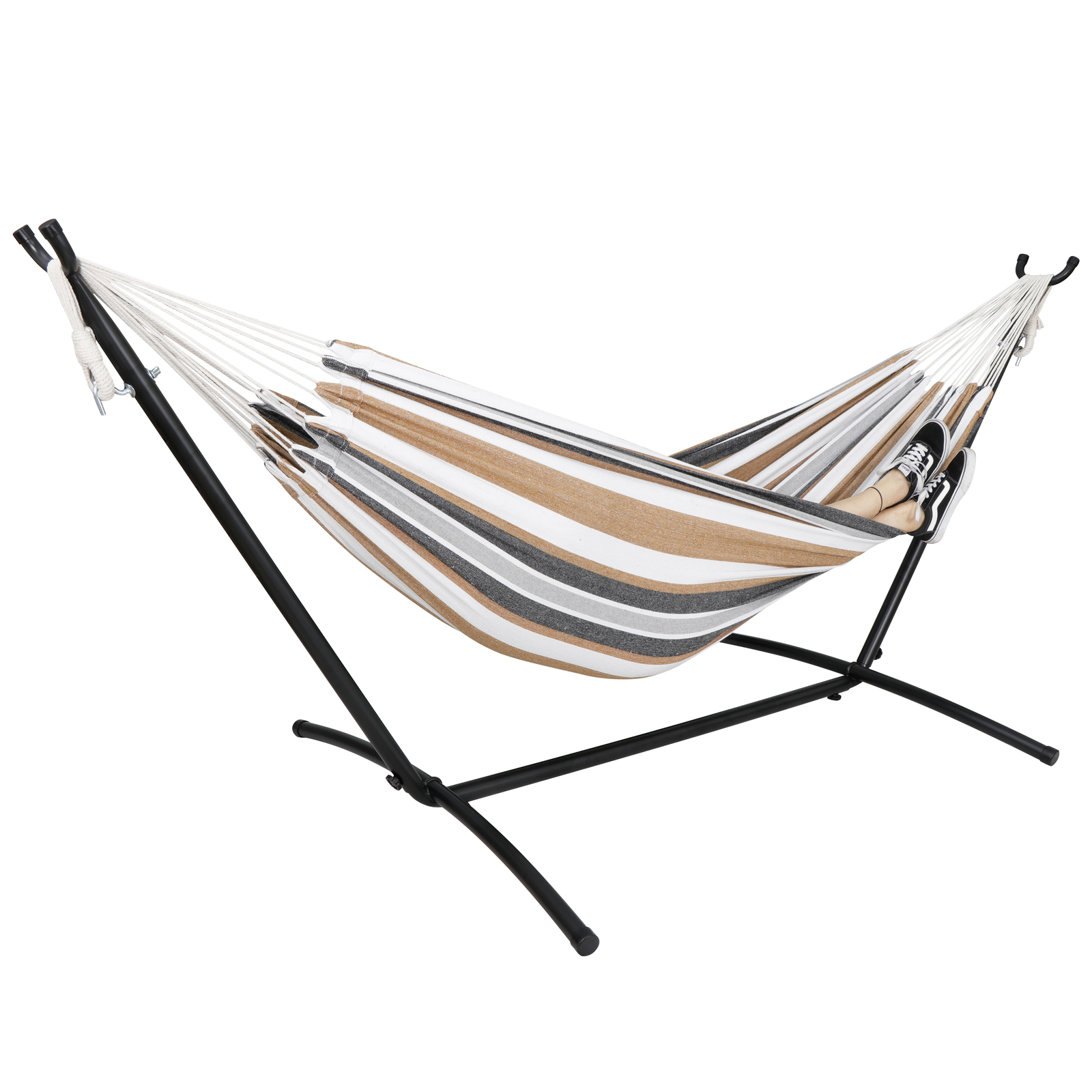 Portable Hammock with 9FT Steel Stand Set 620lb Capacity 2 Person Hammock Bed