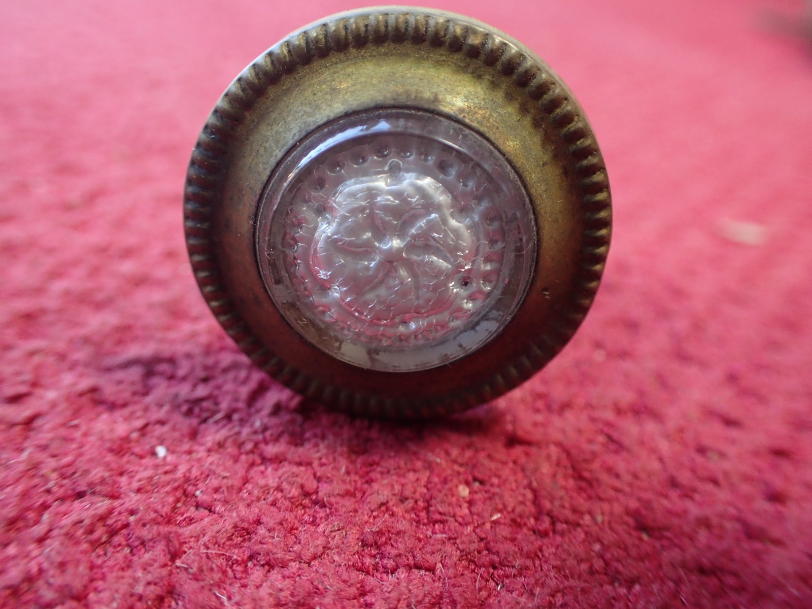 Antique Victorian Five (5) Sulfide Glass Brass Picture Hanging Nails