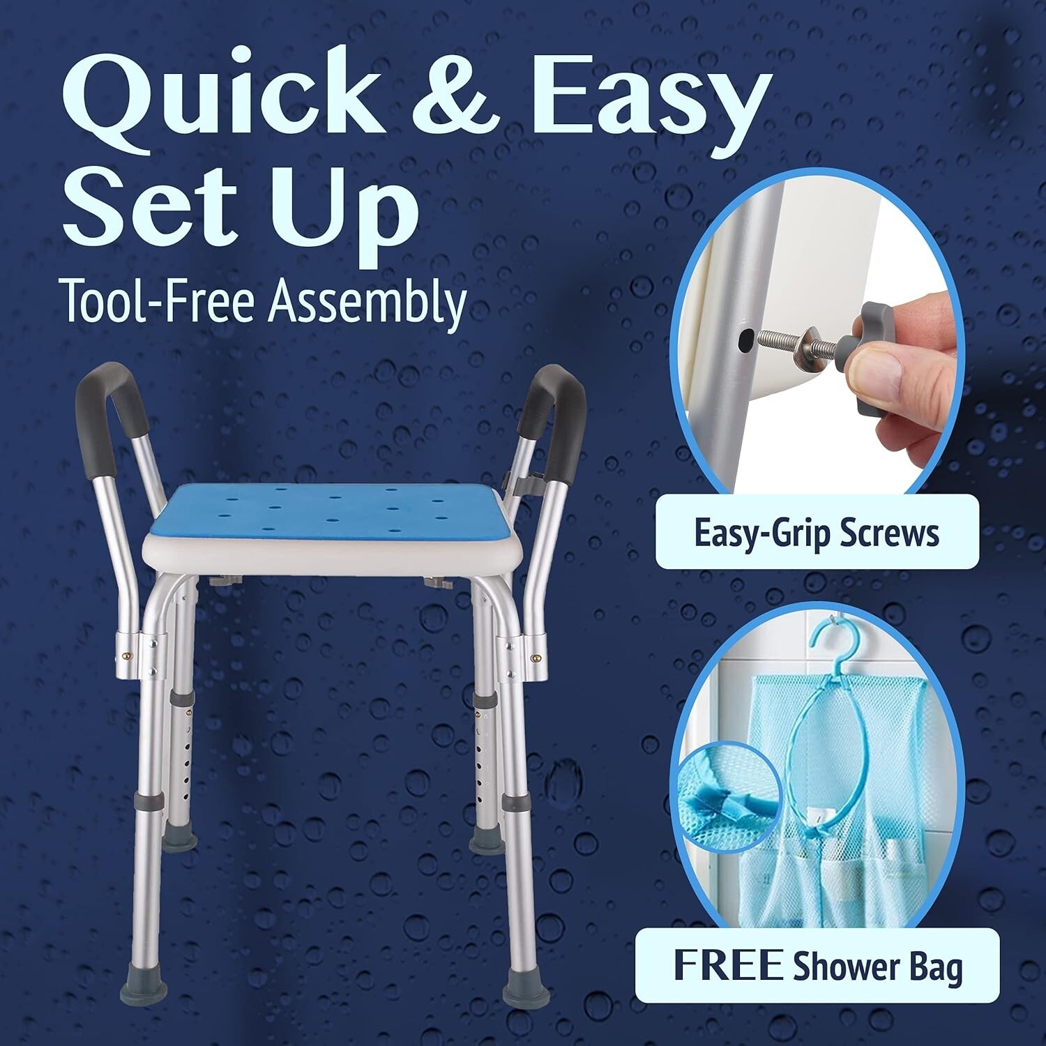 Shower Chair with Padded Seat Shower Bench for Seniors, New