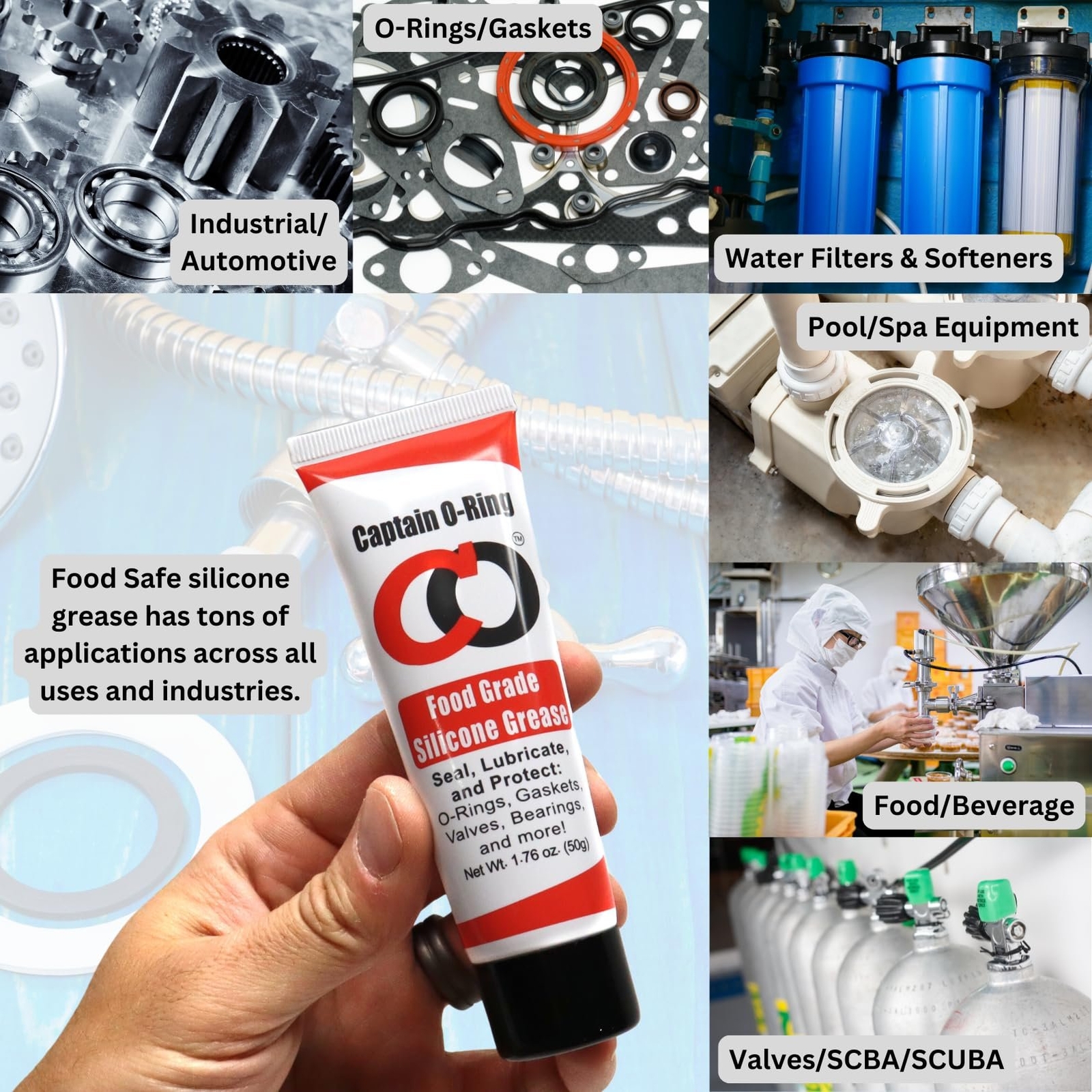 Food Safe Silicone Lubricant Grease - O-Rings, Seals, Gaskets, etc (1.76oz 50g)