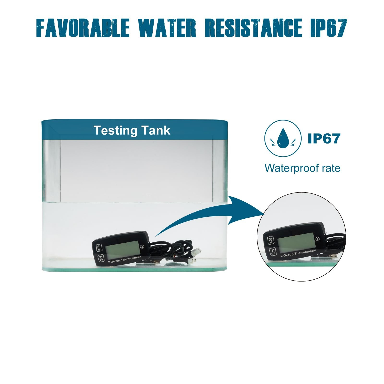 Digital LCD Engine Temp Gauge,Dual Temperature Record,Backlight Display,User ...